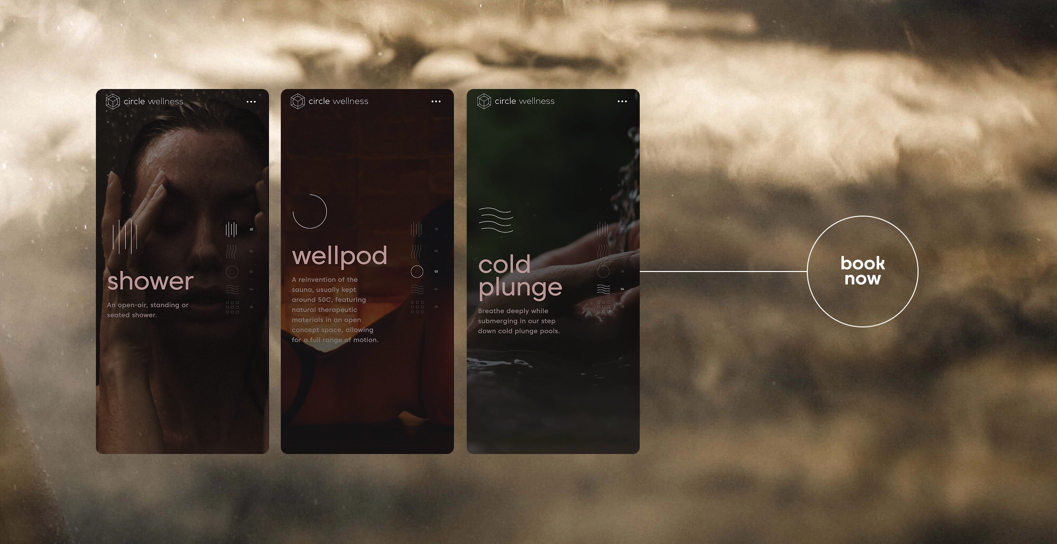 Wellness retreat options: shower, wellpod, cold plunge. Experience relaxation at Hope Media House. Book now.