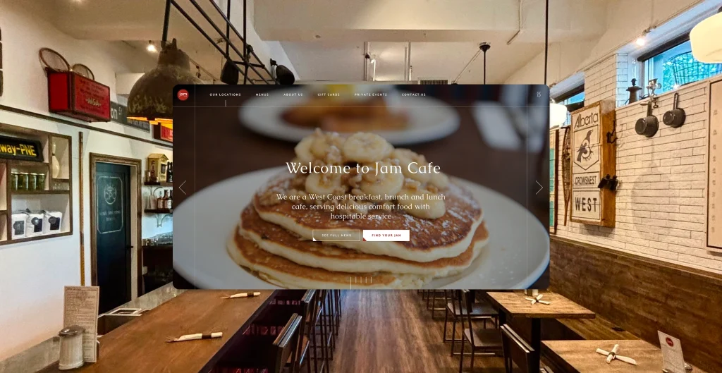 Interior view of Jam Cafe featuring Hope Media House design, highlighting welcoming ambiance and rustic decor.